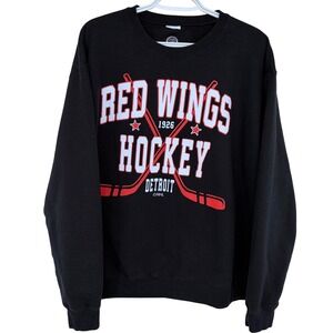 Detriot Red Wings Hockey Crewneck Sweatshirt Mens XL Black NHL Licensed Blue 84
